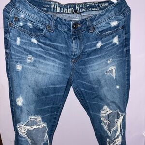 Rewash Distressed Blue Slim Straight Ripped Jeans